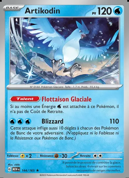 Artikodin, carte Pokémon MEW 144 — extension 151