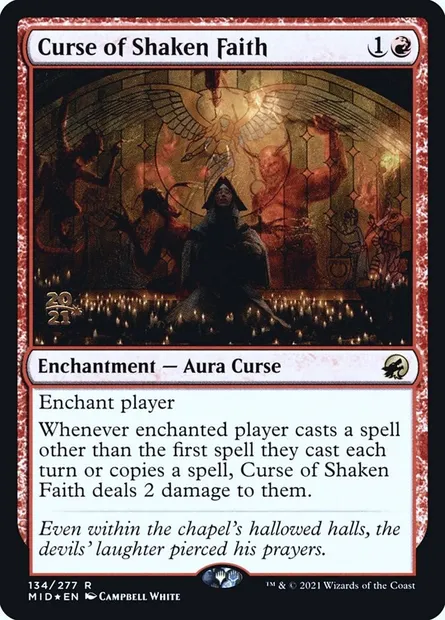 Malédiction de foi ébranlée, carte Magic PMID 134s — extension Innistrad: Midnight Hunt Promos