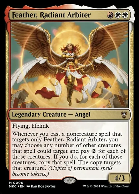 Feather, Radiant Arbiter, Magic card MKC 6 — Murders at Karlov Manor Commander set
