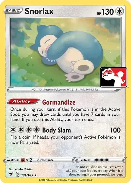 Snorlax, Pokémon card PPS 131 — Play! Pokémon Prize Pack Series set