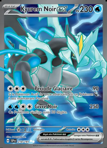 Kyurem Noir-ex, carte Pokémon SSP 218 — extension Étincelles Déferlantes