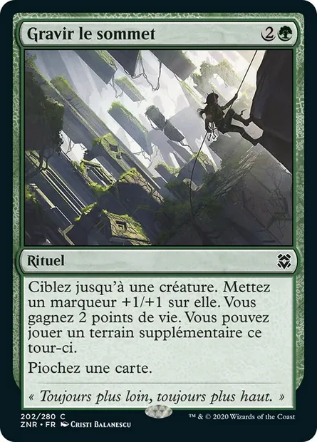 Gravir le sommet, carte Magic ZNR 202 — extension Renaissance de Zendikar