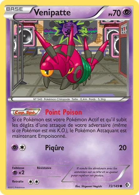Venipatte, carte Pokémon BCR 72 — extension Frontières Franchies