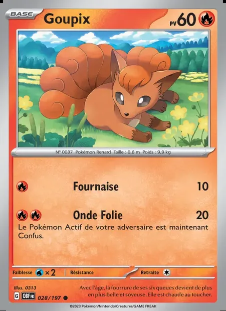 Goupix, carte Pokémon OBF 028 — extension Flammes Obsidiennes