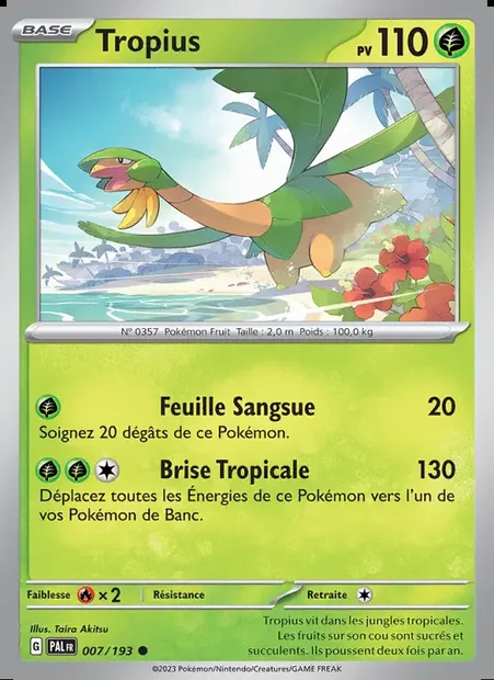 Tropius, carte Pokémon PAL 007 — extension Évolutions à Paldea