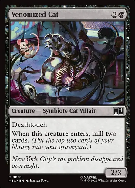 Venomized Cat, Magic card MSC 801 — Marvel Super Heroes Commander set