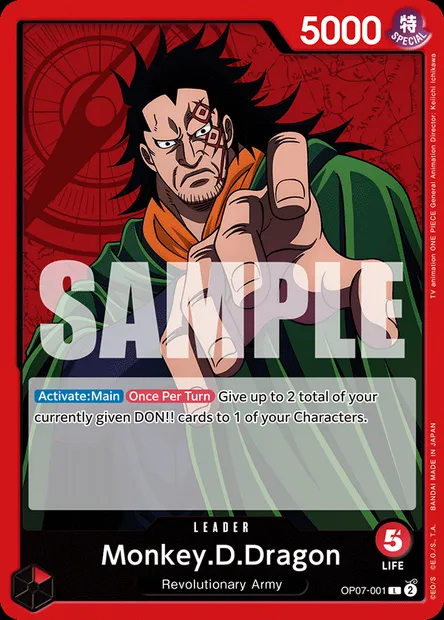 Monkey D. Dragon, carte One Piece OP07-001 — extension 500 YEARS IN THE FUTURE