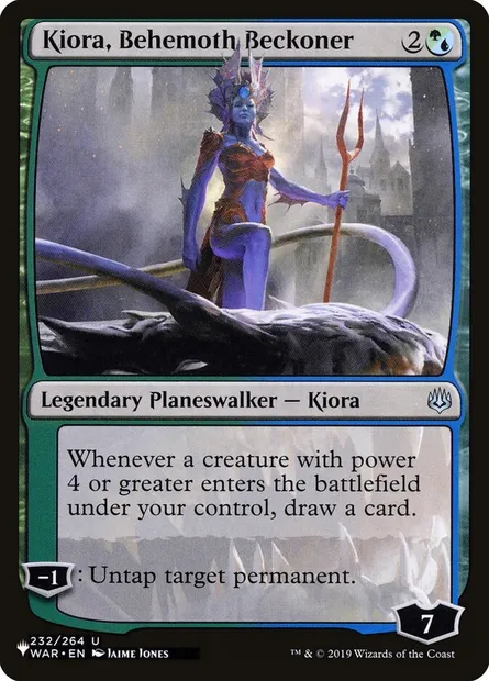 Kiora, mandeuse de béhémoth, carte Magic PLST WAR-232 — extension The List