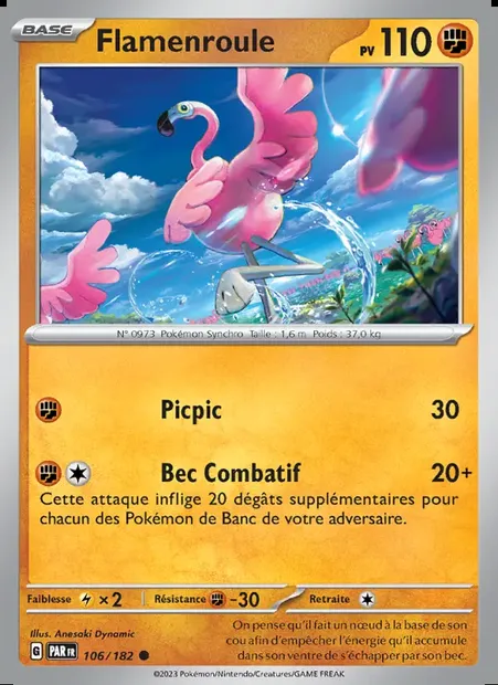Flamenroule, carte Pokémon PAR 106 — extension Faille Paradoxe