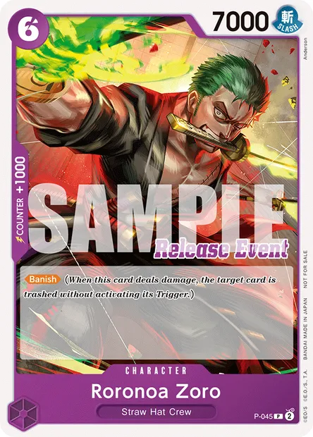Roronoa Zoro, One Piece card P-045 — Promotion card set