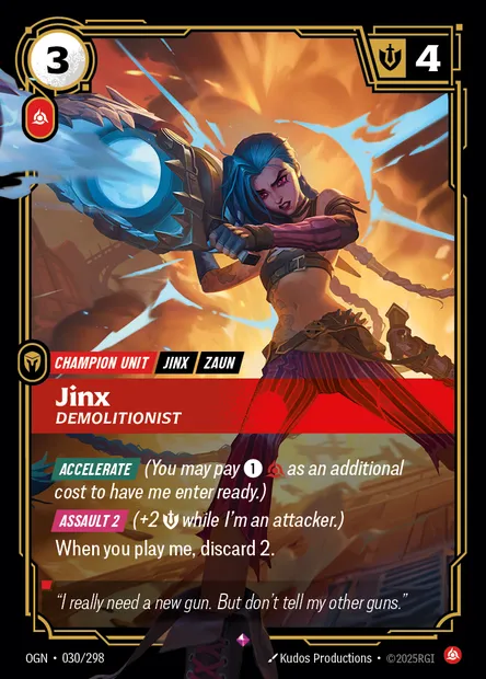 Jinx, carte Riftbound OGN 030 — extension Origins