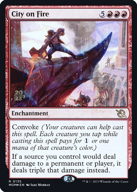 Cité en feu, carte Magic PMOM 135s — extension March of the Machine Promos