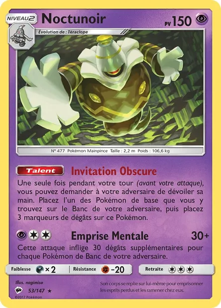 Noctunoir, carte Pokémon BUS 53 — extension Ombres Ardentes