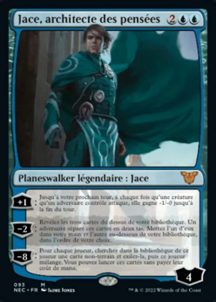 Jace, architecte des pensées, carte Magic NEC 93 — extension Neon Dynasty Commander