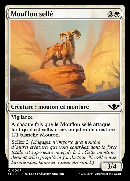 Mouflon sellé, carte Magic OTJ 7 — extension Outlaws of Thunder Junction
