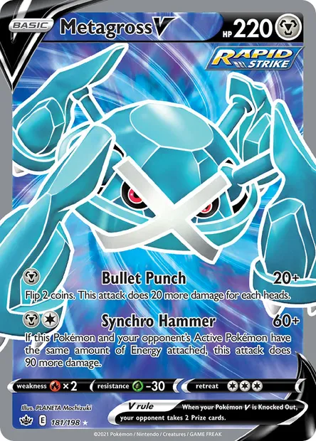 Metagross V, Pokémon card CRE 181 — Chilling Reign set