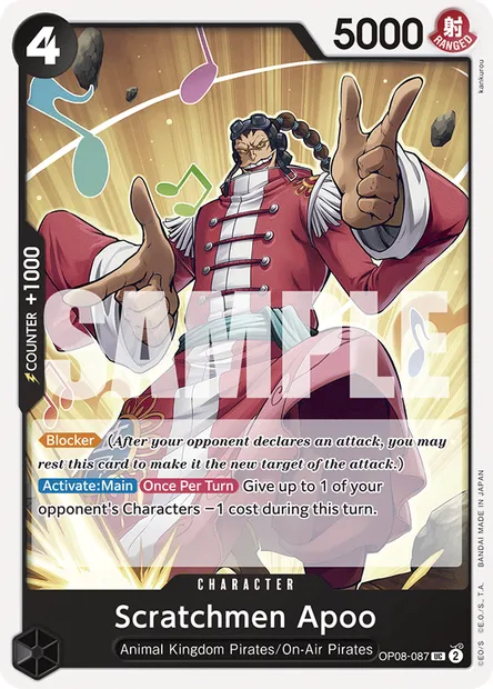 Scratchmen Apoo, carte One Piece OP08-087 — extension TWO LEGENDS