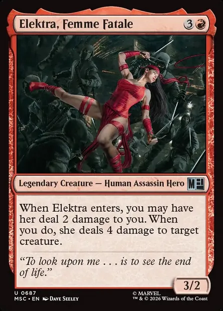 Elektra, Femme Fatale, Magic card MSC 687 — Marvel Super Heroes Commander set
