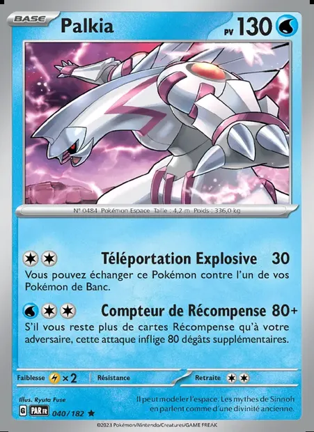 Palkia, carte Pokémon PAR 040 — extension Faille Paradoxe