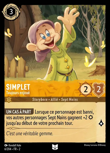 Simplet - Toujours enjoué, carte Disney Lorcana CH2-006 — extension L'Ascension des Floodborn