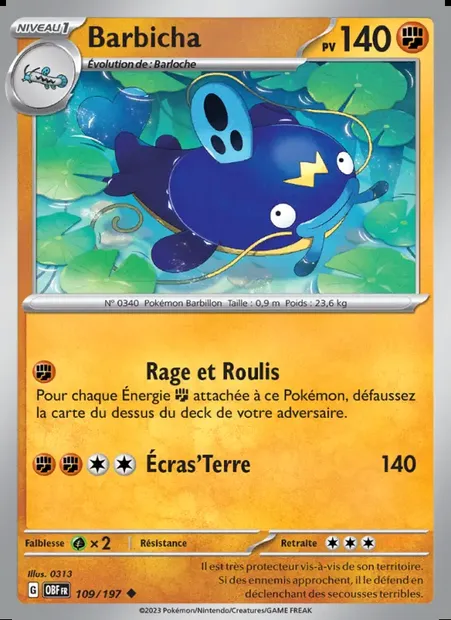Barbicha, carte Pokémon OBF 109 — extension Flammes Obsidiennes