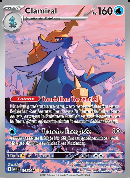 Clamiral, carte Pokémon WHT 107 — extension Flamme Blanche