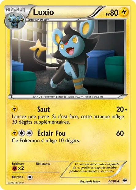 Luxio, carte Pokémon NXD 44 — extension Destinées Futures