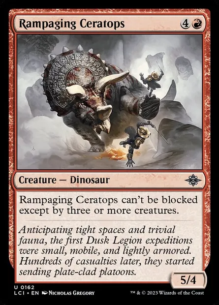 Rampaging Ceratops, Magic card LCI 162 — The Lost Caverns of Ixalan set