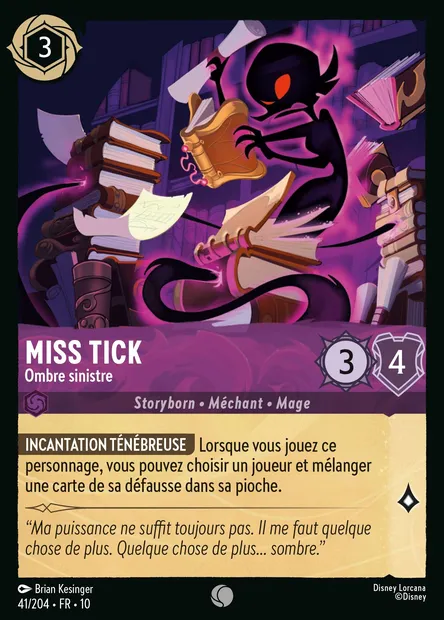 Miss Tick - Ombre sinistre, carte Disney Lorcana CH10-041 — extension Lueurs dans les Profondeurs