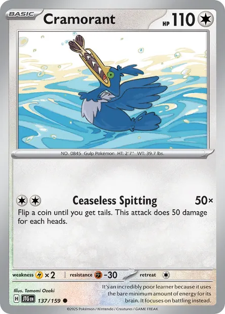 Cramorant, Pokémon card JTG 137 — Journey Together set