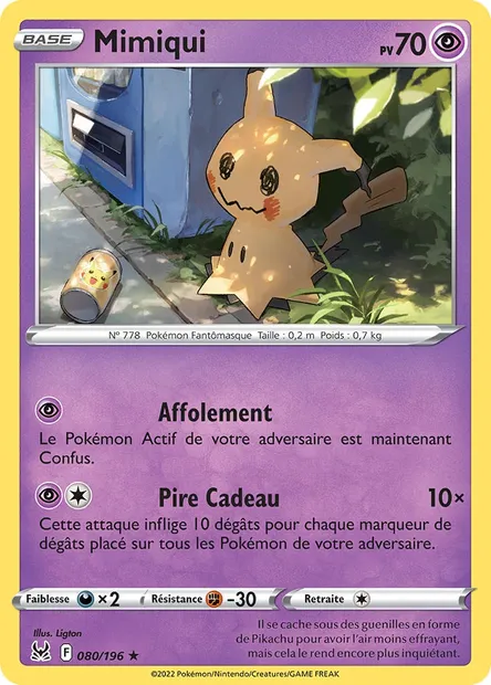 Mimiqui, carte Pokémon LOR 080 — extension Origine Perdue