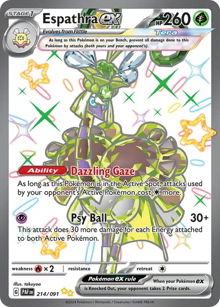 Espathra ex, Pokémon card PAF 214 — Paldean Fates set