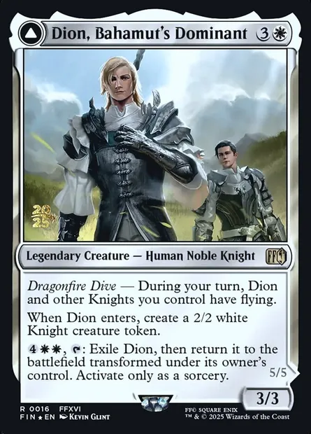 Dion, Bahamut's Dominant // Bahamut, Warden of Light, Magic card PFIN 16s — Final Fantasy Promos set