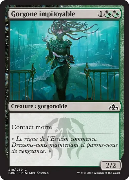 Gorgone impitoyable, carte Magic GRN 218 — extension Les Guildes de Ravnica
