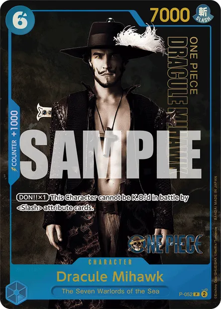 Dracule Mihawk, One Piece card P-052 — Promotion card set