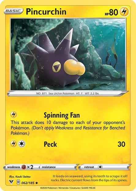 Pincurchin, Pokémon card VIV 62 — Vivid Voltage set