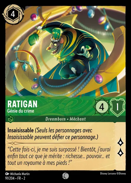 Ratigan - Génie du crime, carte Disney Lorcana CH2-091 — extension L'Ascension des Floodborn