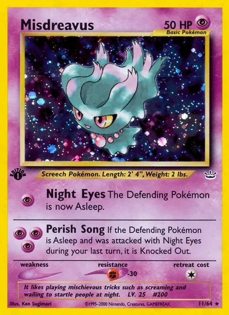 Misdreavus, Pokémon card NR 11 — Neo Revelation set