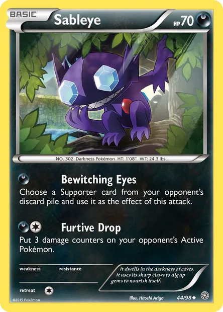 Sableye, Pokémon card AOR 44 — Ancient Origins set