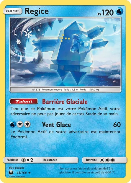 Regice, carte Pokémon CES 45 — extension Tempête Céleste