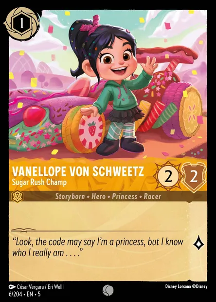 Vanellope von Schweetz - Sugar Rush Champ, Disney Lorcana card CH5-006 — Shimmering Skies set
