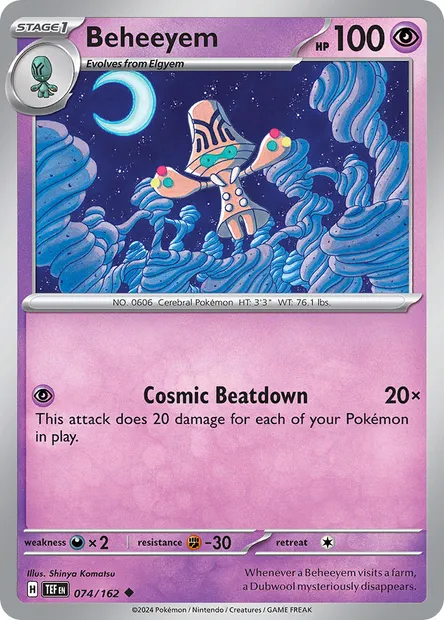 Beheeyem, Pokémon card TEF 074 — Temporal Forces set