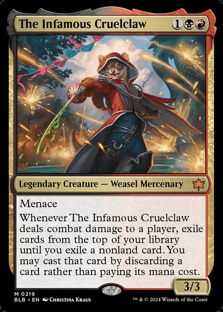 The Infamous Cruelclaw, Magic card BLB 219 — Bloomburrow set