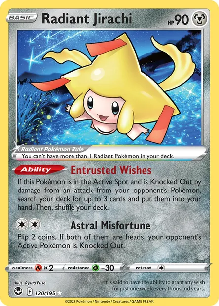 Radiant Jirachi, Pokémon card SIT 120 — Silver Tempest set