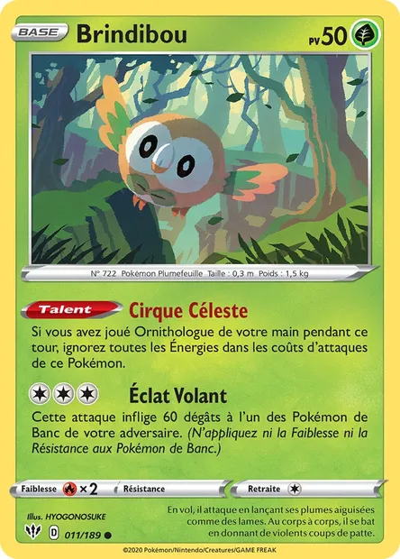 Brindibou, carte Pokémon DAA 11 — extension Ténèbres Embrasées
