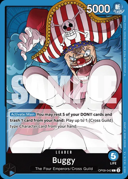 Buggy, One Piece card OP09-042 — EMPERORS IN THE NEW WORLD set