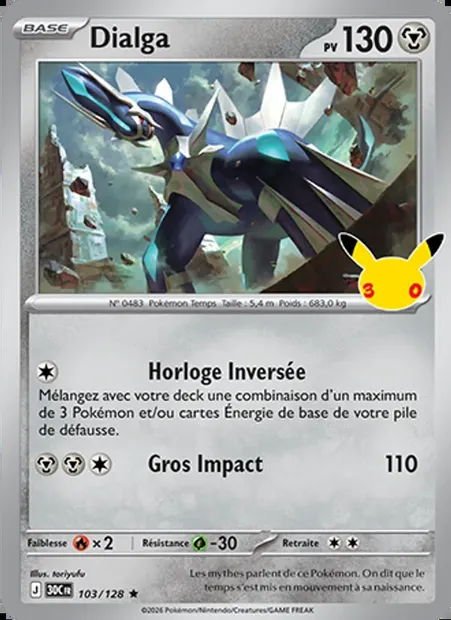 Dialga, carte Pokémon 30C 103 — extension 30ᵉ Anniversaire