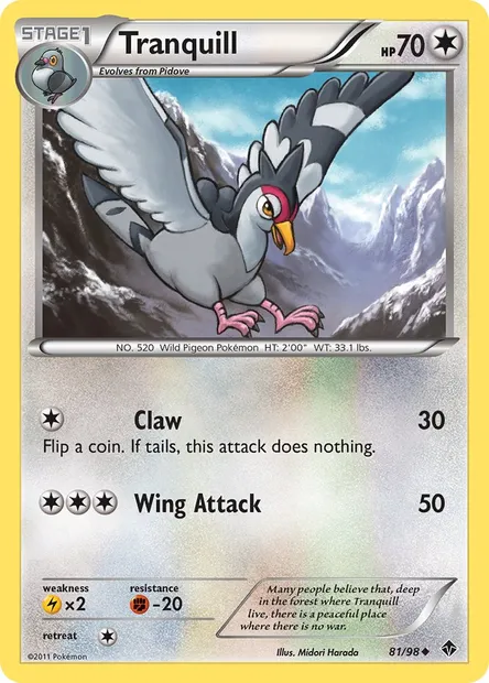 Tranquill, Pokémon card EPO 81 — Emerging Powers set