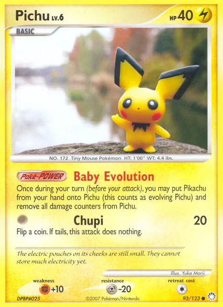 Pichu, carte Pokémon MT 93 — extension Trésors Mystérieux