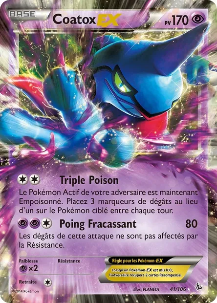 Coatox EX, carte Pokémon FLF 41 — extension Étincelles